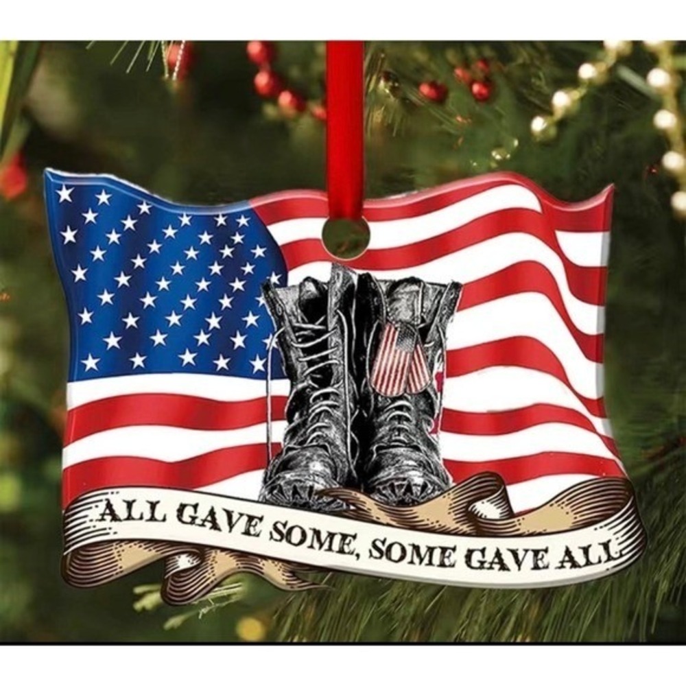 American Flag and Boots Christmas Ornament